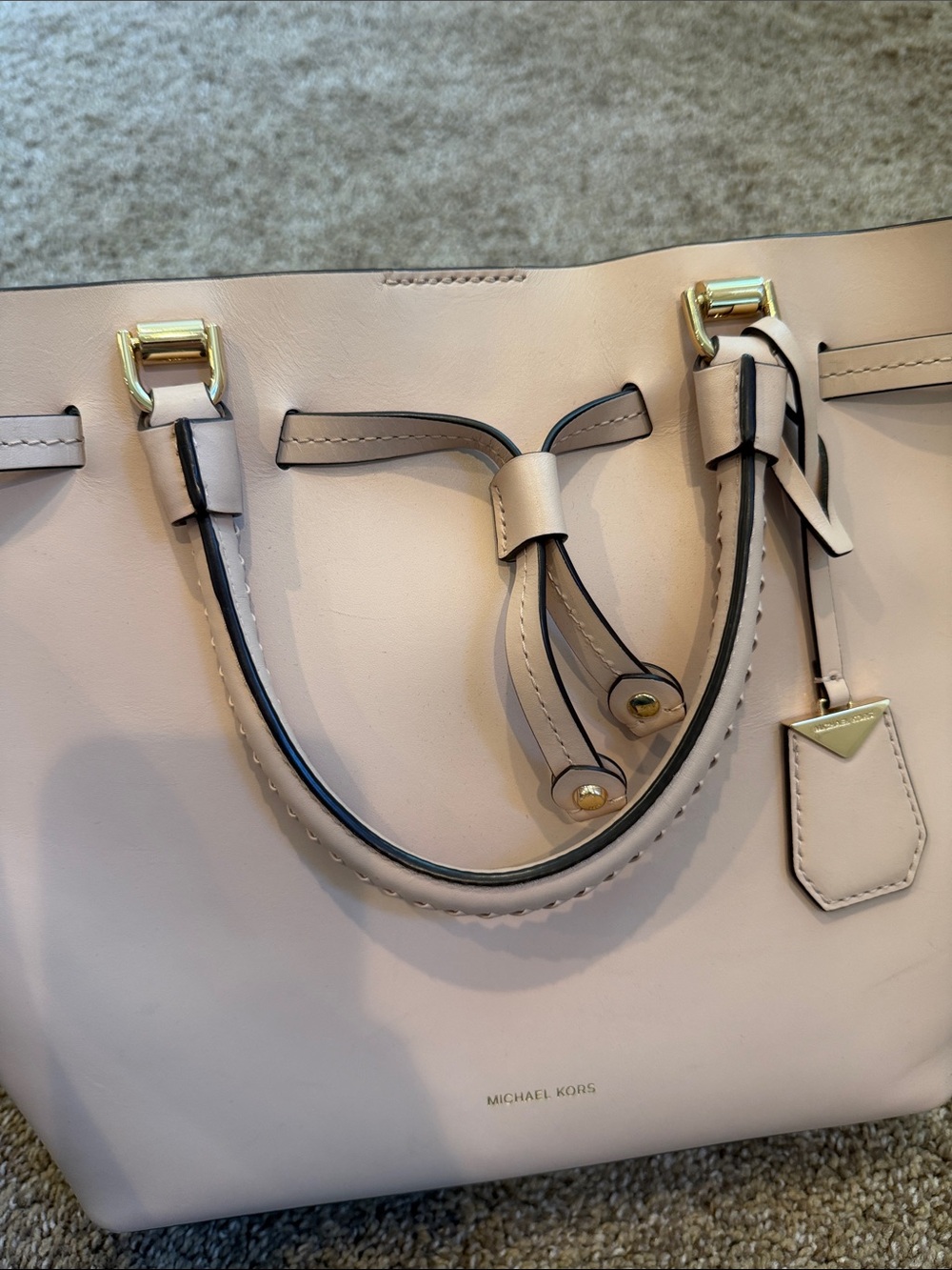 Michael Kors Pale Pink Leather Tote with Gold Hardware - Picture 3 of 5
